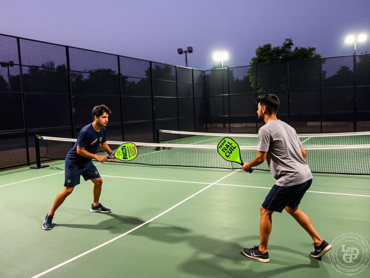 Pakistani friends playing padel on an outdoor court